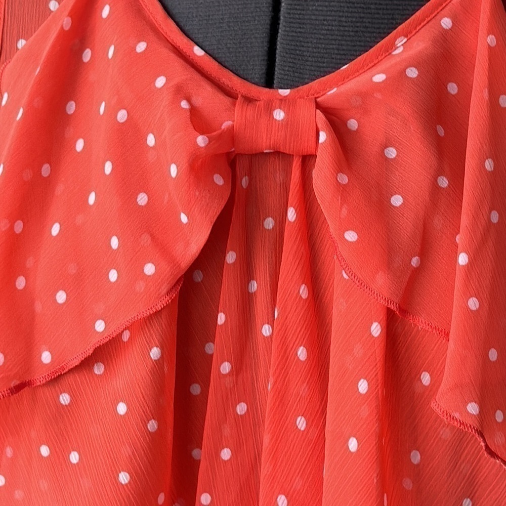 A. Byer top small polka dot melon and white bown in front balletcore - Picture 2 of 9